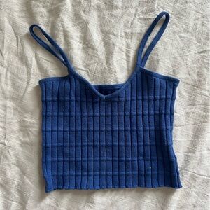 Cider Blue Ribbed Tank Top